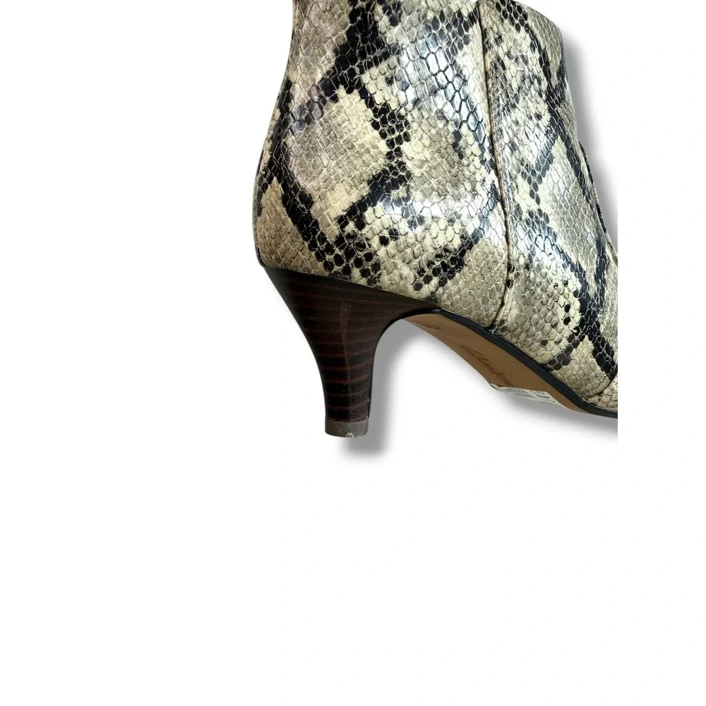 Clarks Linvale Judith Taupe Snake Print Pointed Toe Kitten Heel Ankle Boots 8W